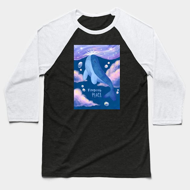 Whale Finding Peace Baseball T-Shirt by Iniistudio